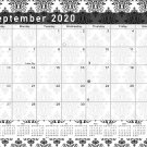 2020-2021 Monthly Magnetic/Desk Calendar - (Damask Edition #17-08)