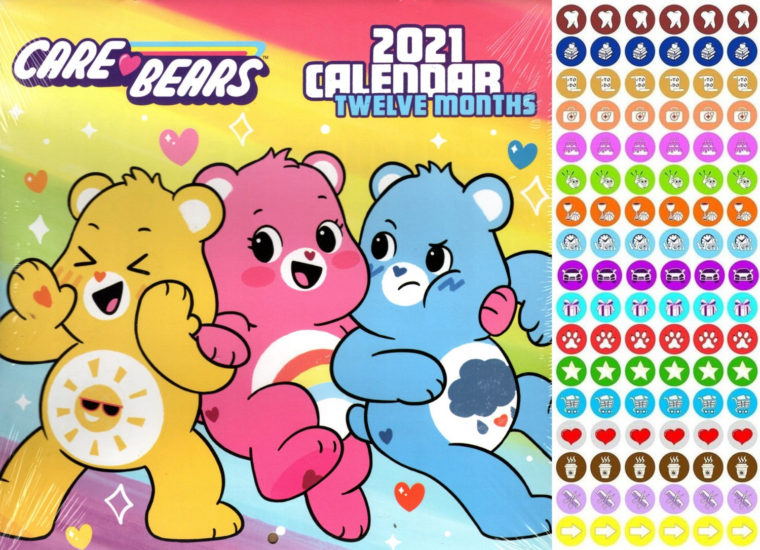 Care Bears 12 Month 2021 Wall Calendar with 100 Reminder Stickers