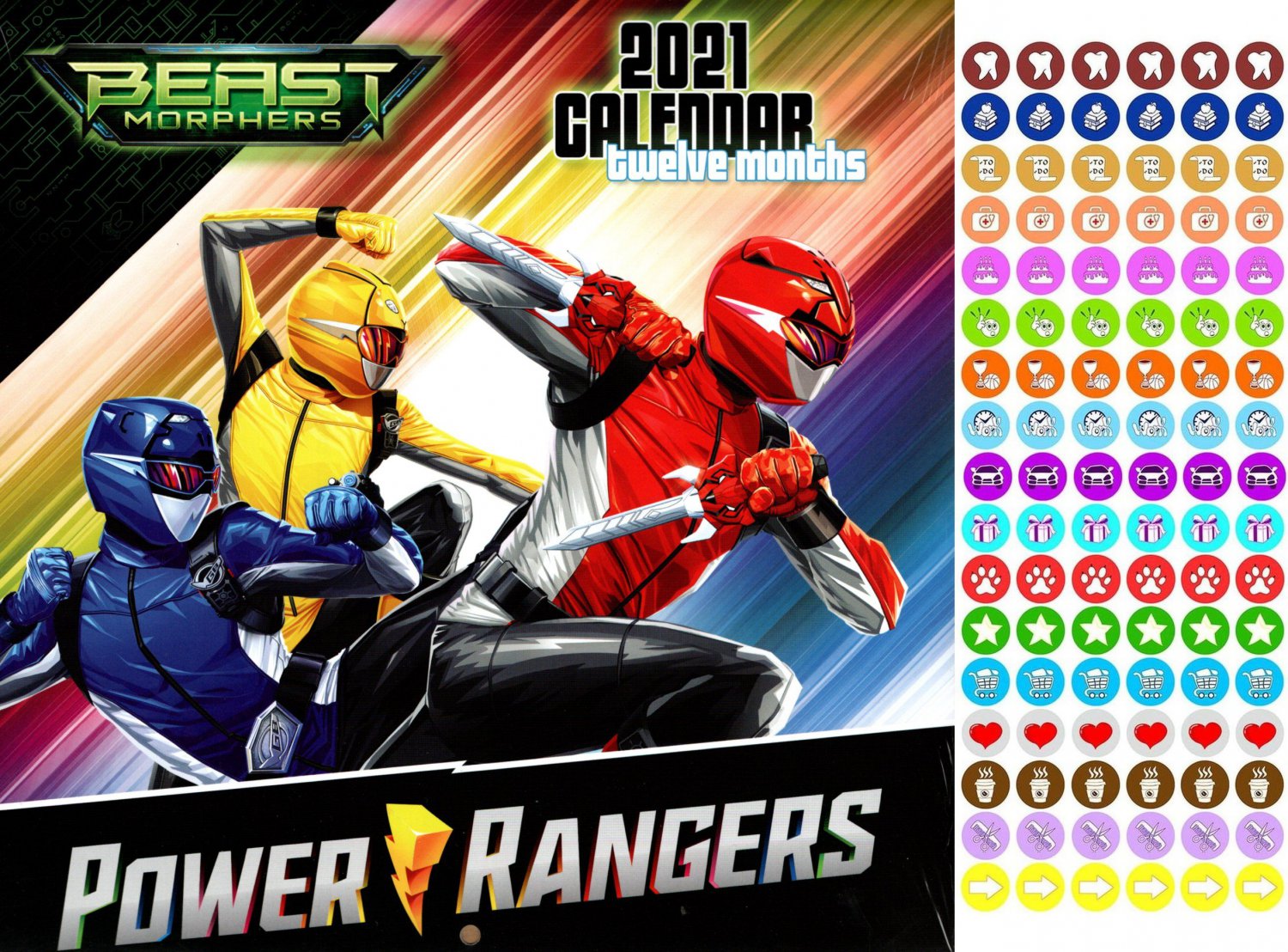Power Rangers 12 Month 2021 Wall Calendar With 100 Reminder Stickers