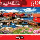 Boathouses at Kyrkesund Harbor, Tjorn Island, Sweden - 500 Pieces Jigsaw Puzzle