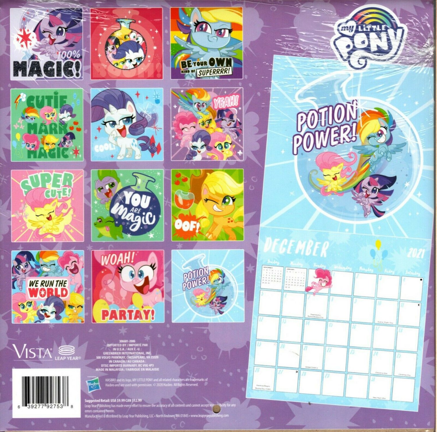 My Little Pony - 16 Month 2021 Wall Calendar - with 100 Reminder Stickers