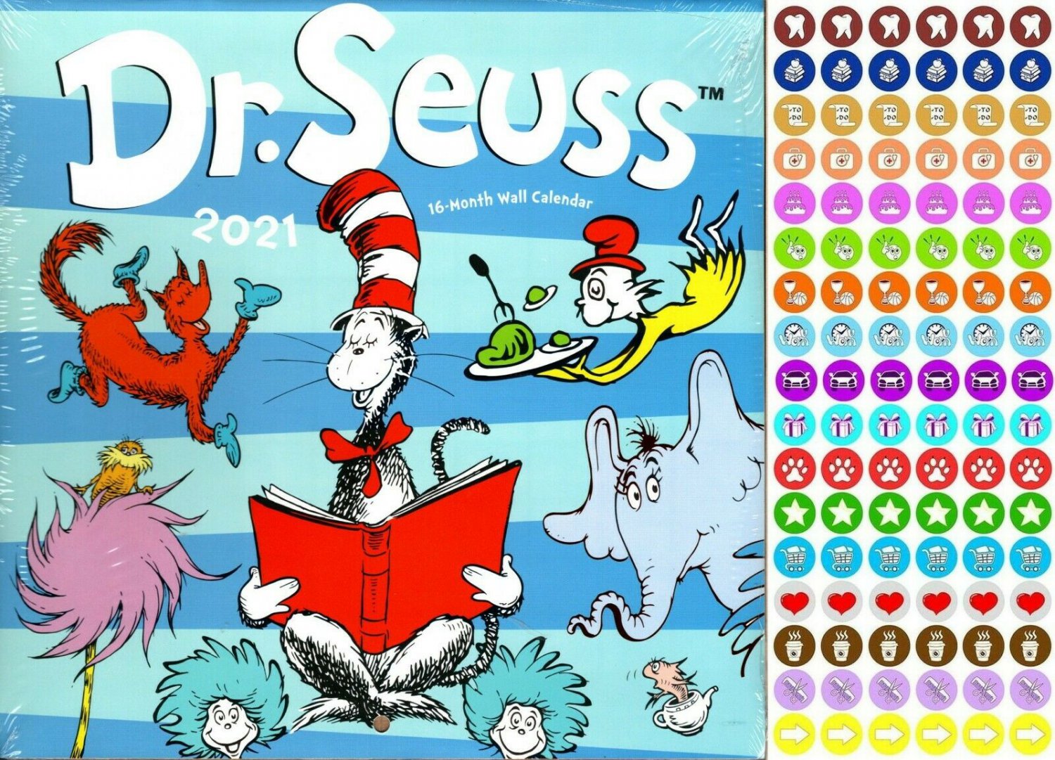 Dr Seuss 16 Month 2021 Wall Calendar with 100 Reminder Stickers