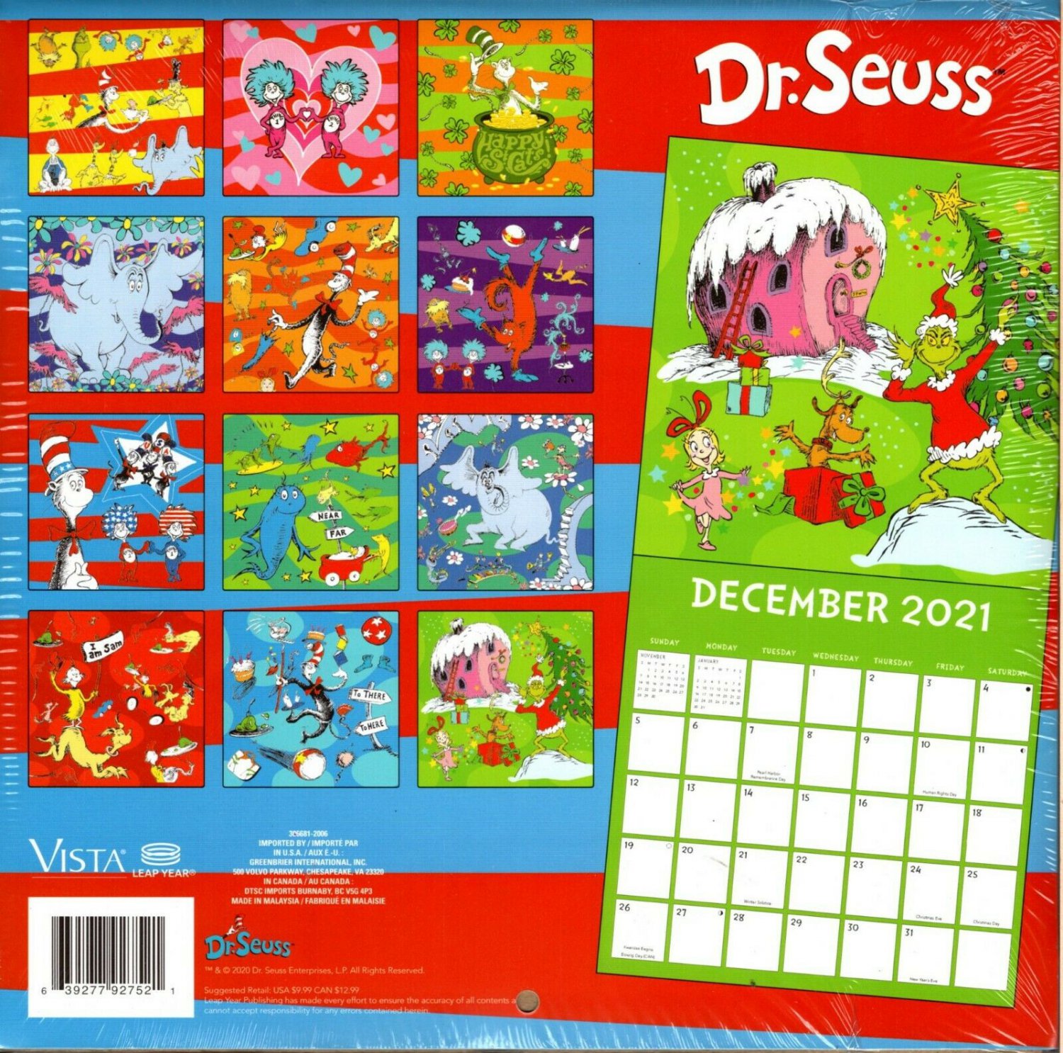 Dr Seuss 16 Month 2021 Wall Calendar with 100 Reminder Stickers