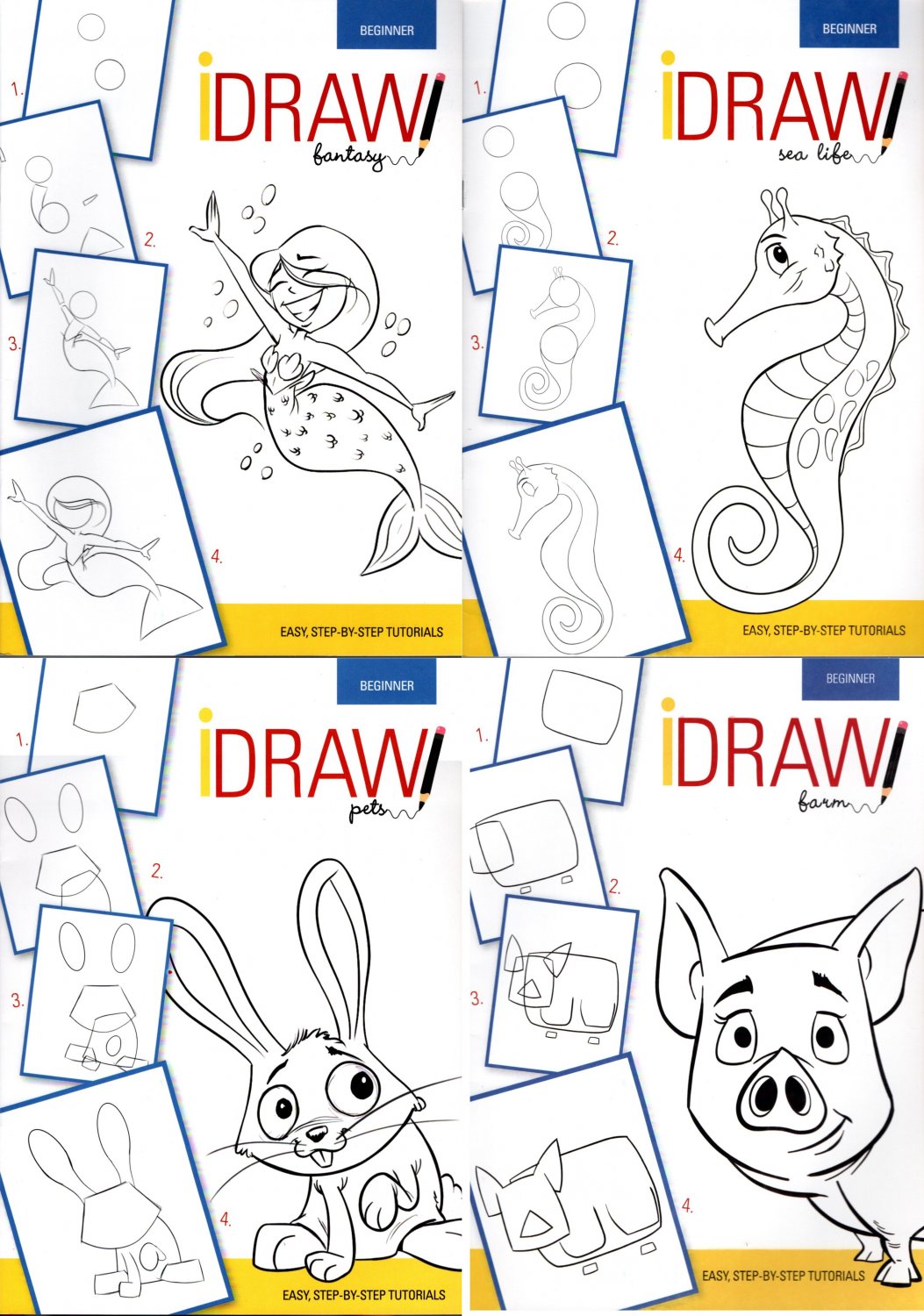 iDraw - Learn to Draw Instructional Step-by-Step Tutorial Books - (Set of 4 Books)