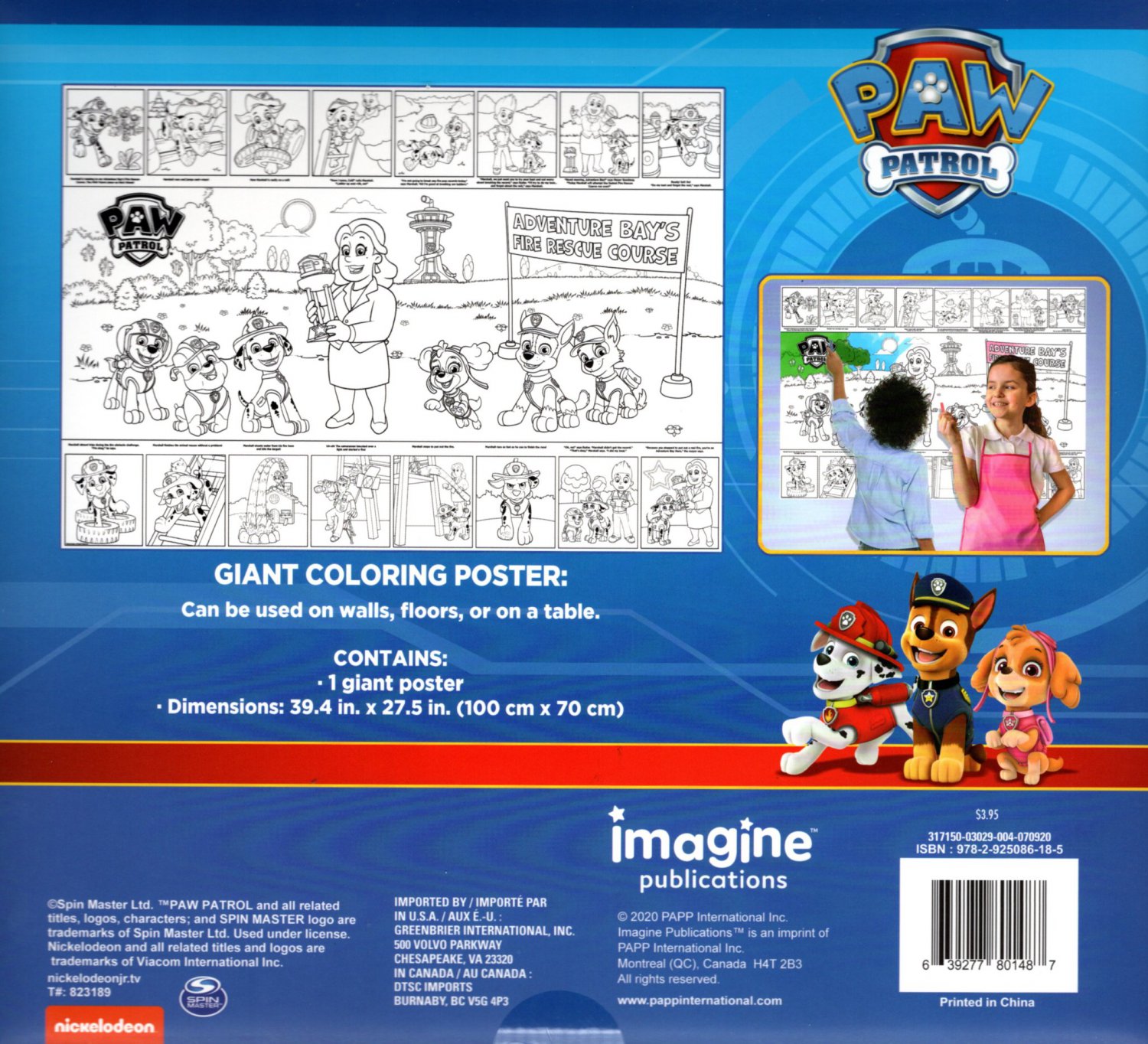 Nickelodeon Paw Patrol - Giant Coloring Poster - Marshall's Challenge ...