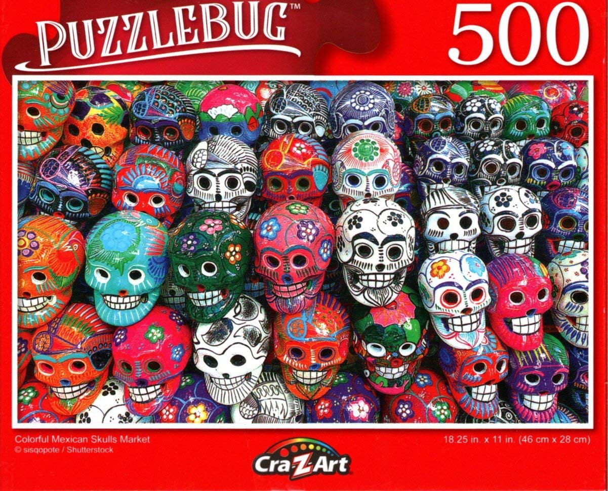 Colorful Mexican Skulls Market 500 Pieces Jigsaw Puzzle