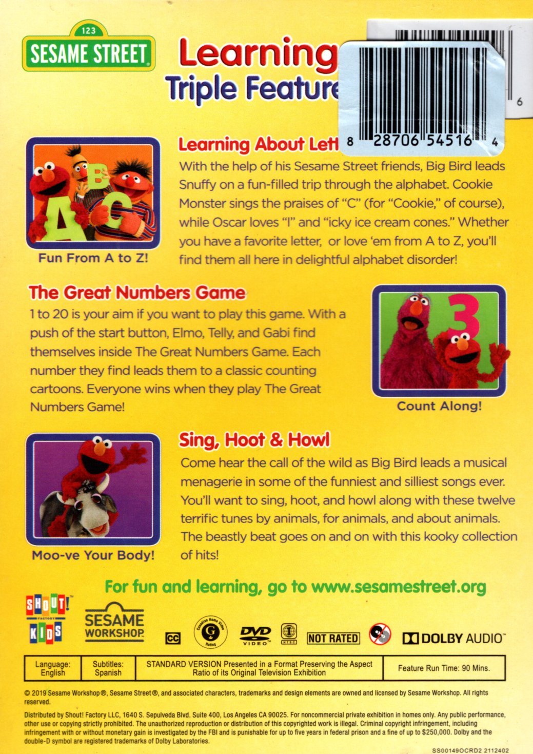 NEW! Sesame Street Learning Triple Feature - Letters; Numbers; Sing ...