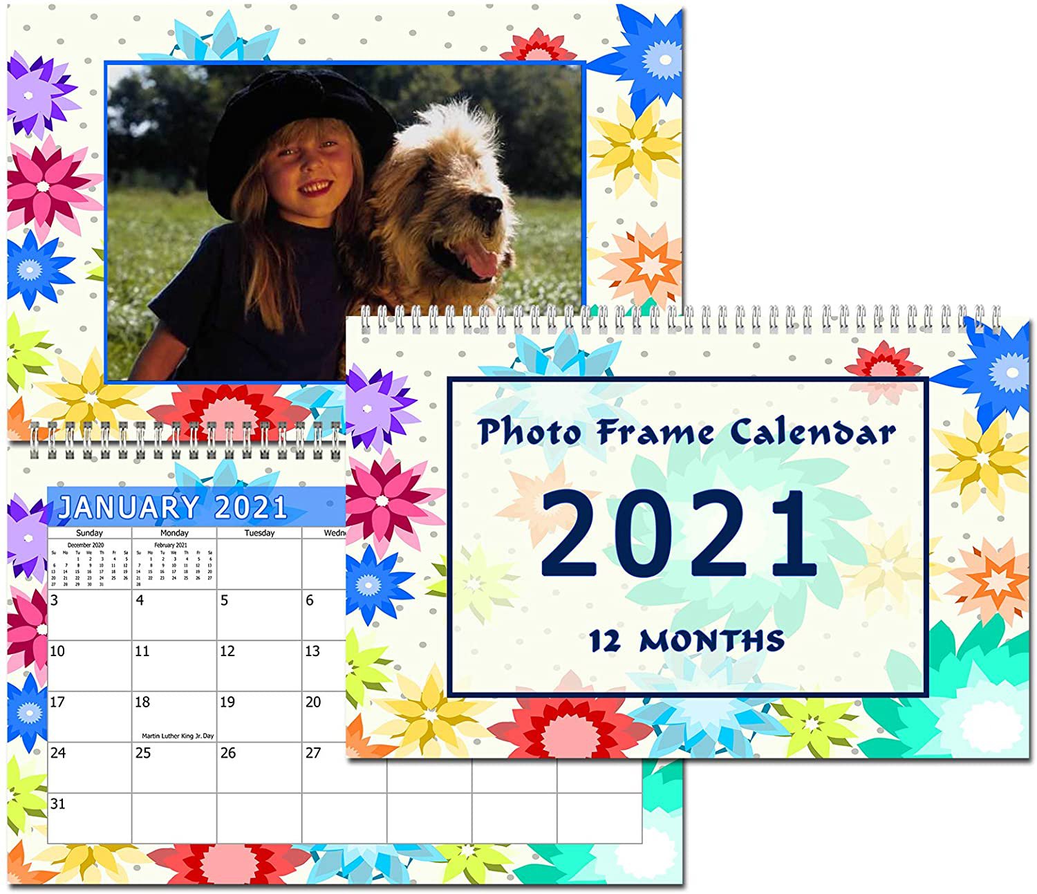 2021 Photo Frame Wall Spiral-Bound Calendar (Geometrics Edition #001)