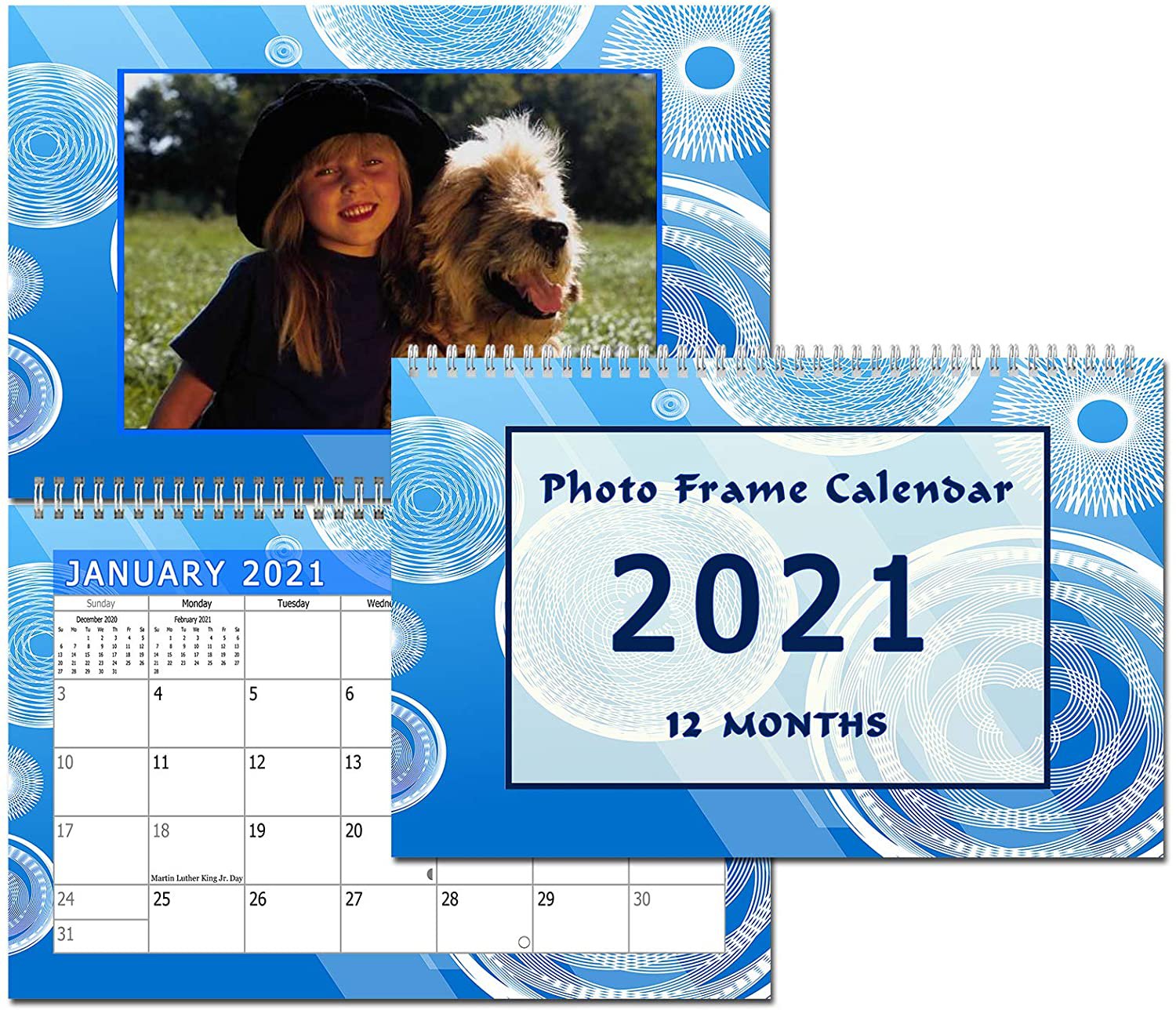 2021 Photo Frame Wall Spiral-Bound Calendar (Geometrics Edition #002)
