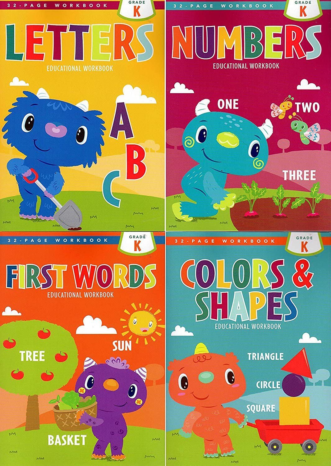 Workbooks Kindergarten Educational With Sticker Sheet - Set Of 4 Books - V2