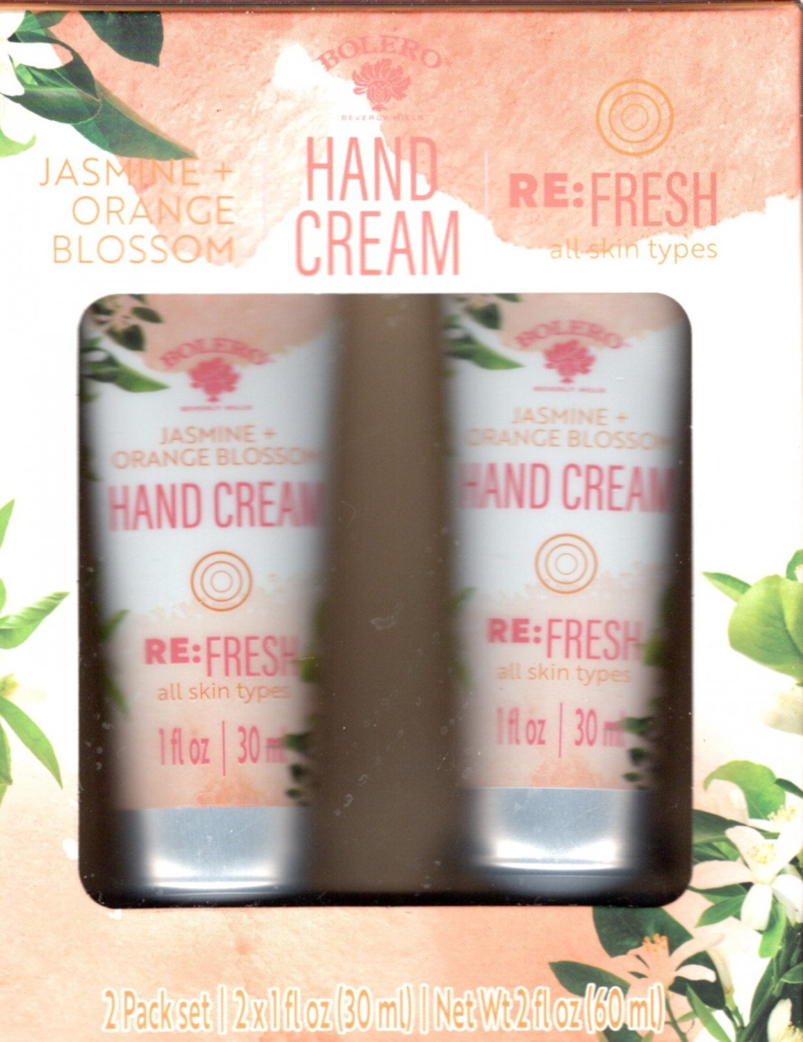 Jasmine + Orange Blossom Hand Cream 2 Pack Set Moisturize 2 x 1fl oz (30ml)