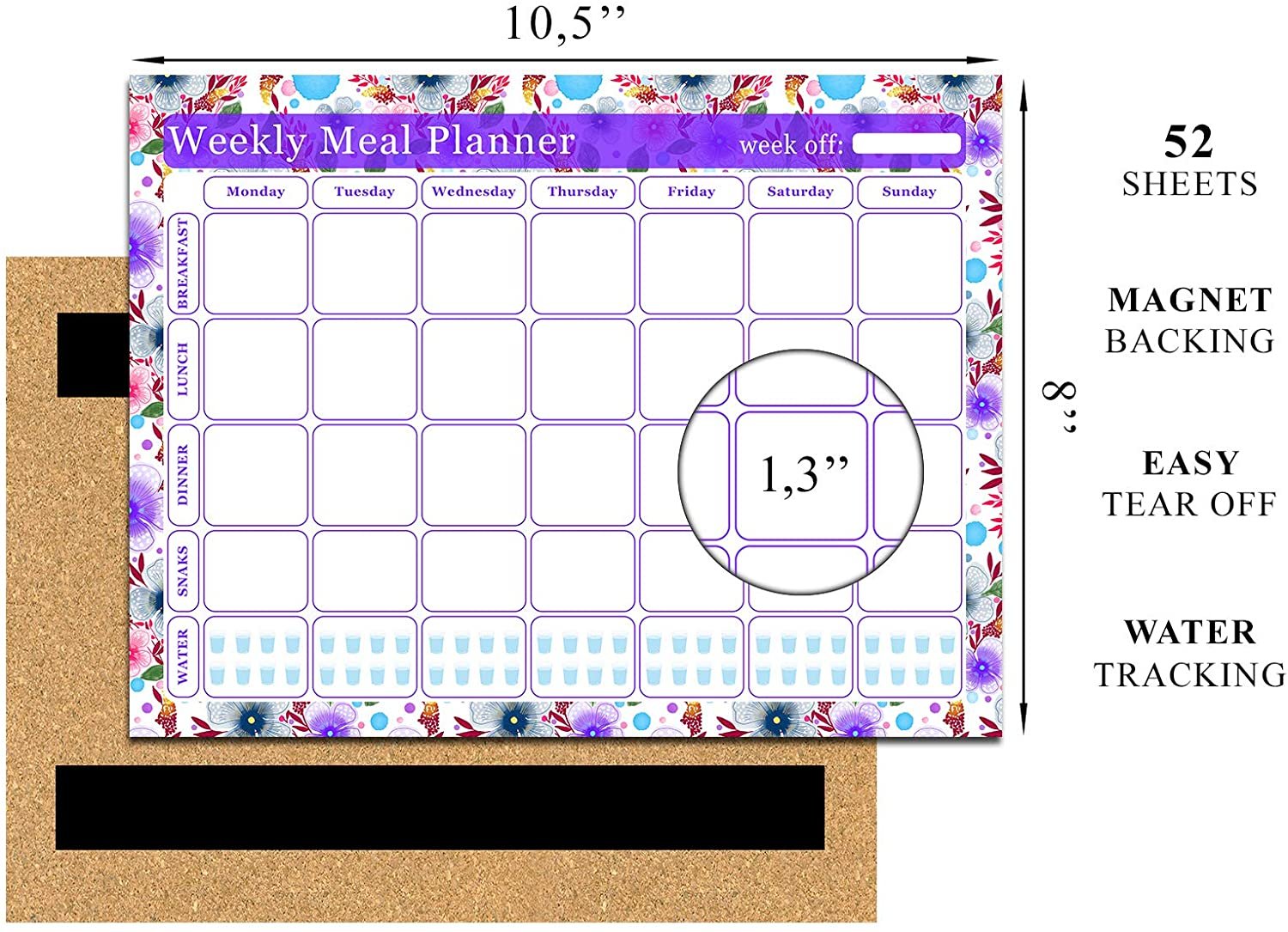 Meal Planner Desk Calendar Notepad Menu Food Organizer Weight