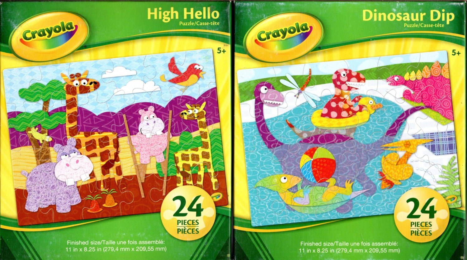 Crayola High Hello & Dinosaur Dip - 24 Pieces Jigsaw Puzzle (Set of 2)