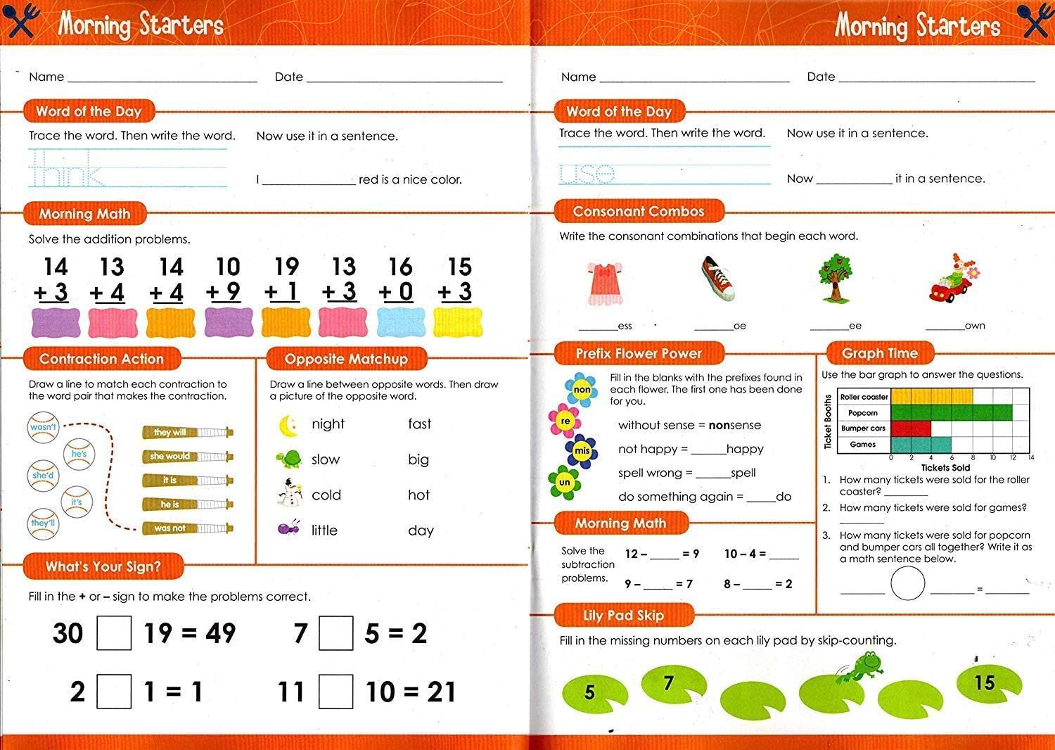 First Grade & Second Grade - Morning Starters Educational Workbooks