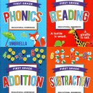 First Grade Educational Workbooks - Good Grades - Reading, Phonics, Addition, & Subtraction