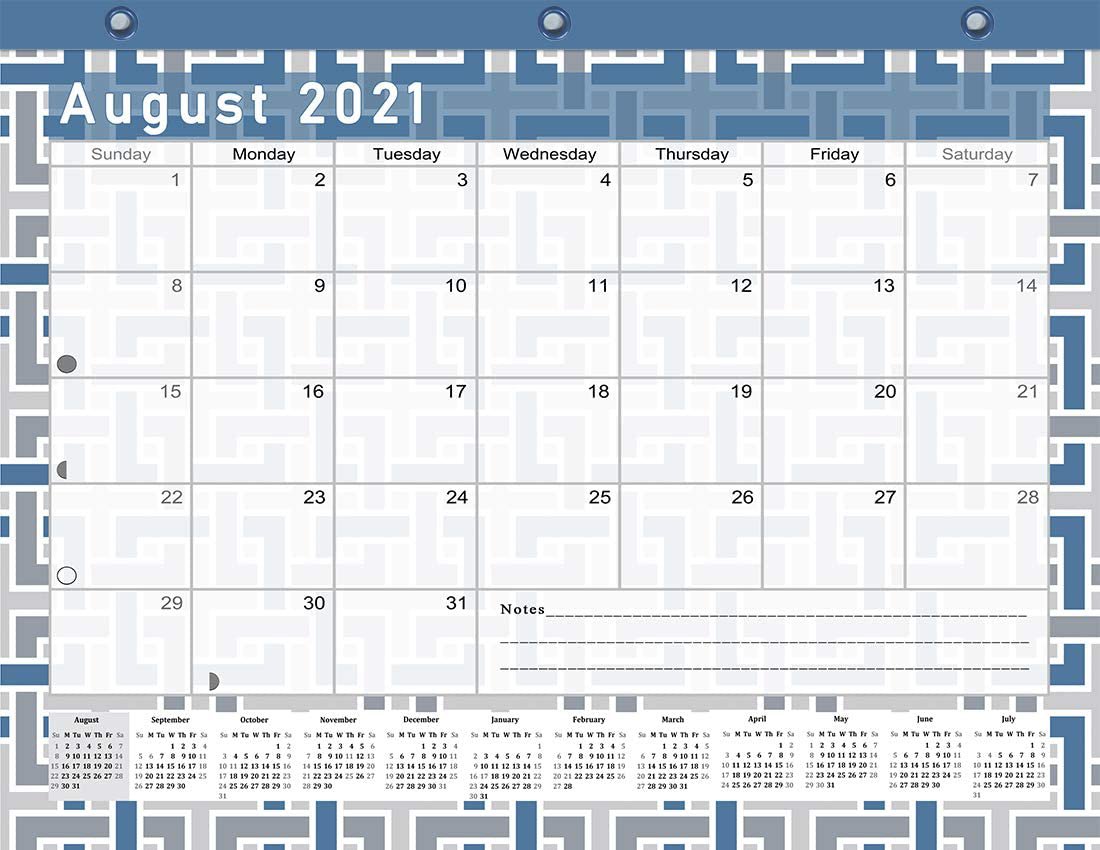 2021-2022 Academic Year 12 Months Student Calendar/Planner for 3-Ring Binder -v014