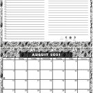 2021 - 2022 Academic Year 12 Months Student Calendar / Planner (Black&White Paisley Edition #010)