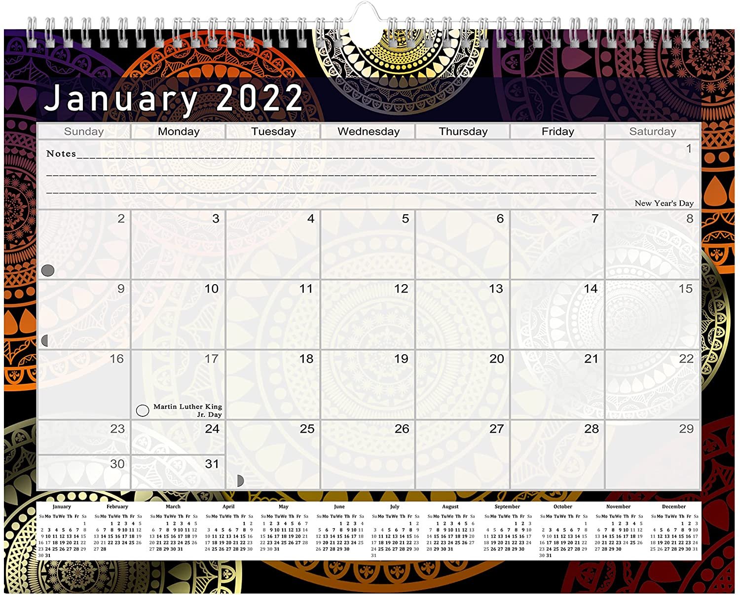 2021 - 2022 Monthly Spiral-Bound Wall / Desk Calendar - 16 Months (Edition #012)