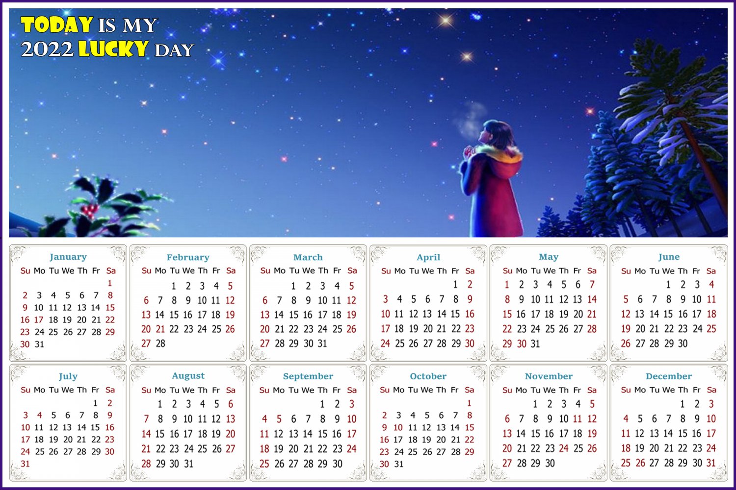 2022 Magnetic Calendar - Calendar Magnets - Today is my Lucky Day - Edition #28