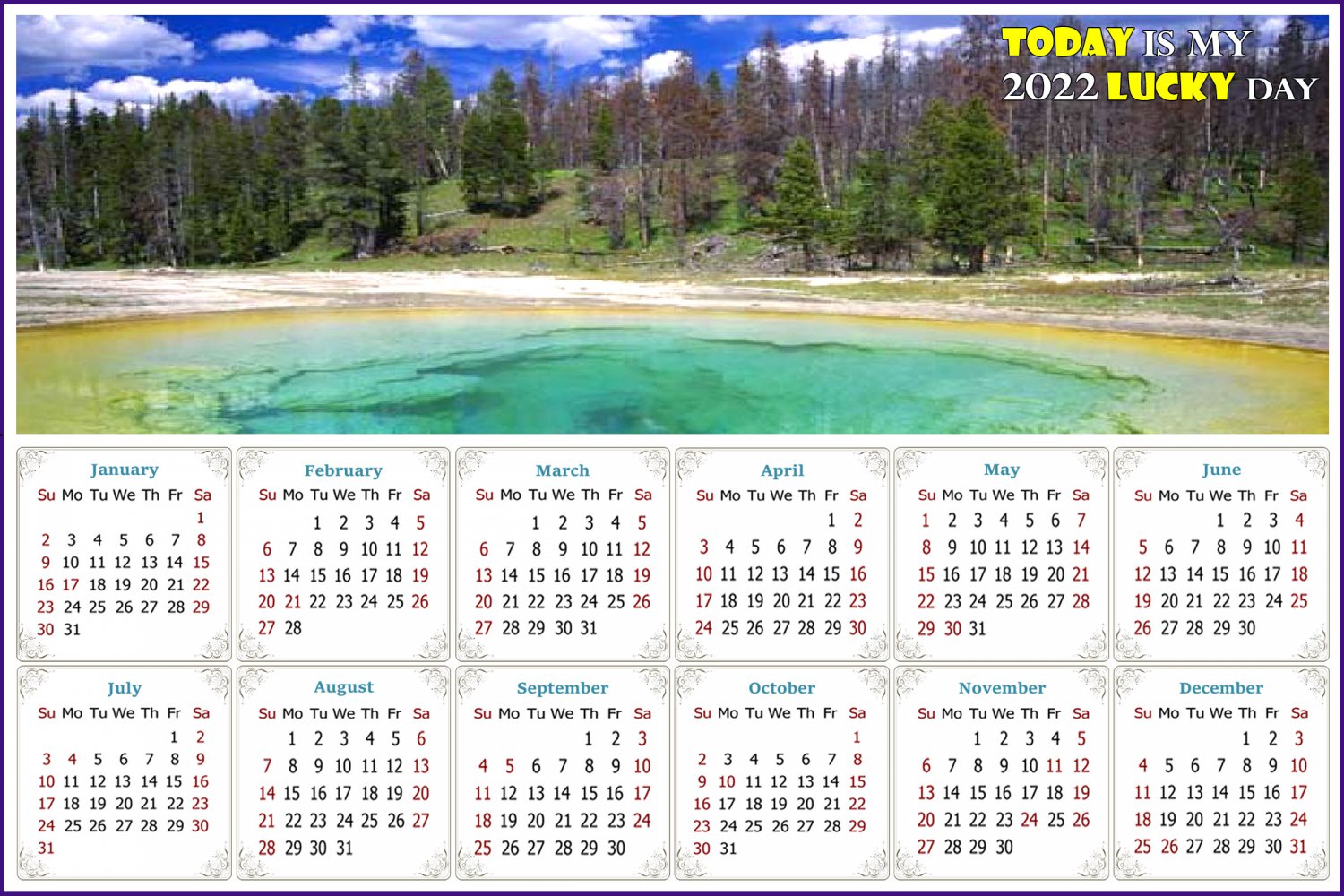 2022 Magnetic Calendar - Calendar Magnets - Today is my Lucky Day - Edition #29
