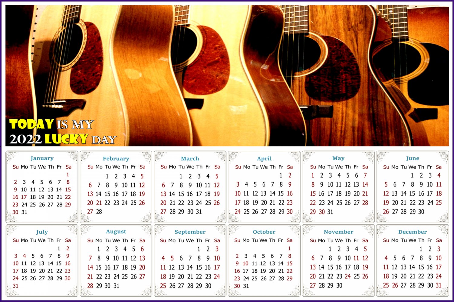 2022 Magnetic Calendar - Calendar Magnets - Today is my Lucky Day - Edition #43