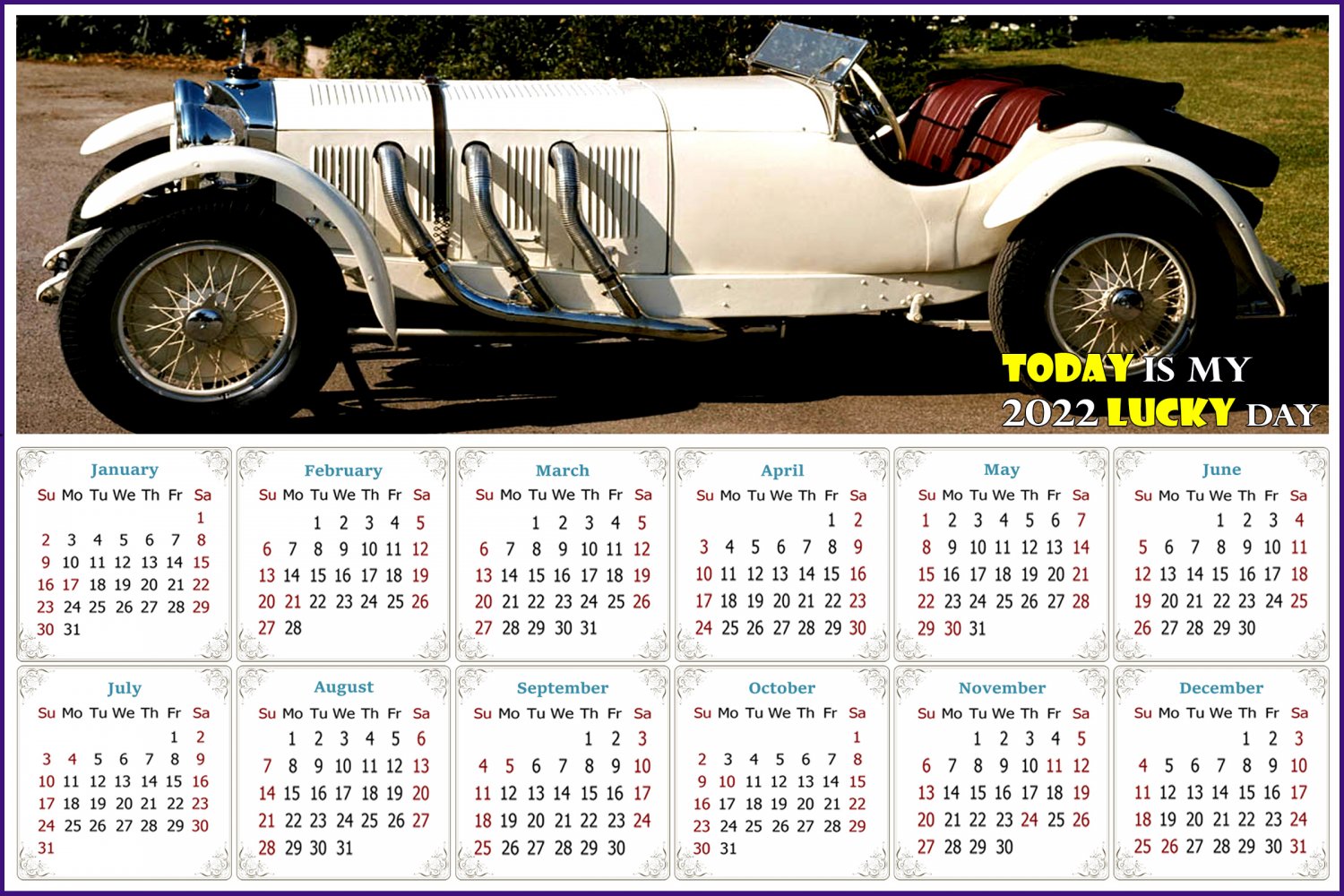 2022 Magnetic Calendar - Calendar Magnets - Today is my Lucky Day - Cars Edition #50