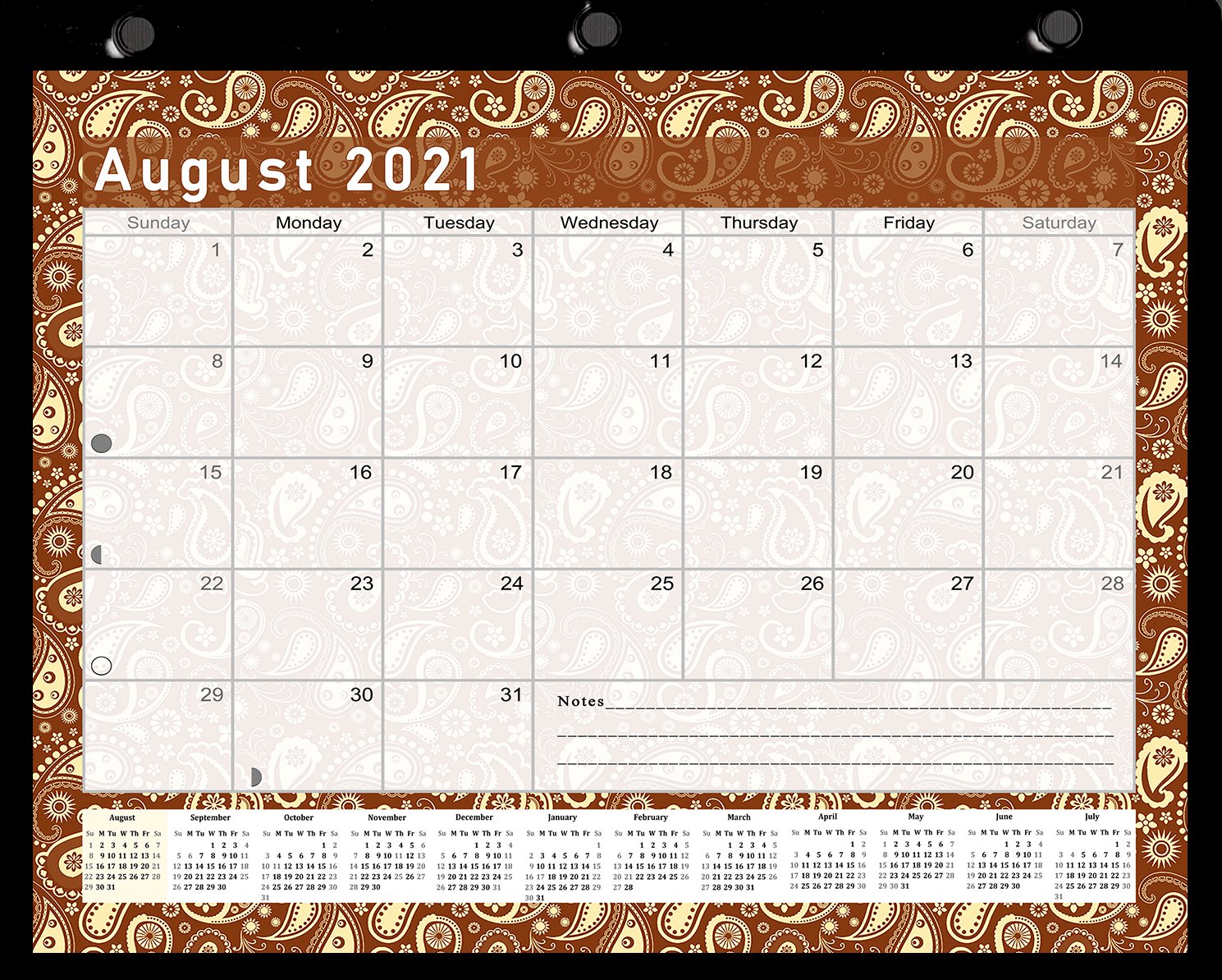2021-2022 Academic Year 12 Months Student Calendar/Planner -v017 (Brown