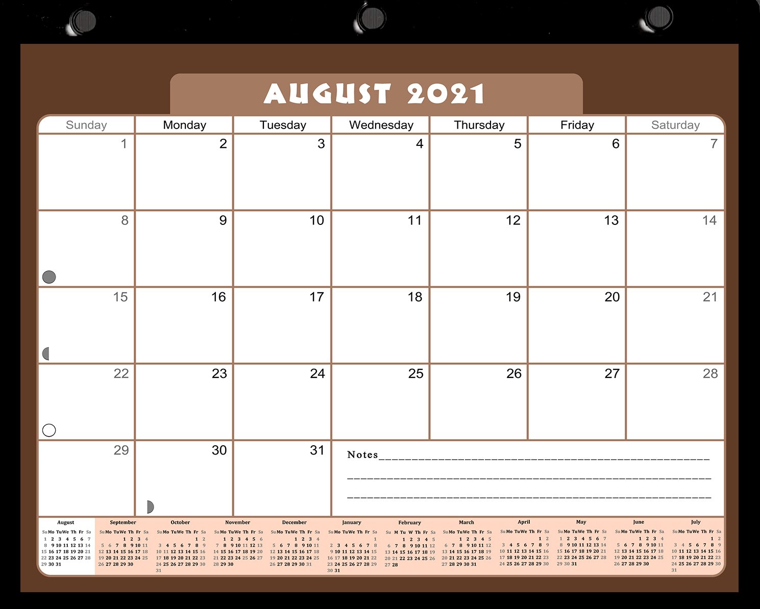 20212022 Academic Year 12 Months Student Calendar/Planner v022 (Brown)