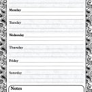 Magnetic Dry Erase Calendar - White Board Planner for Refrigerator - Paisley Black & White 3/019