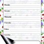 Magnetic Dry Erase Calendar - White Board Planner for Refrigerator - Multicolored Flowers 3/032