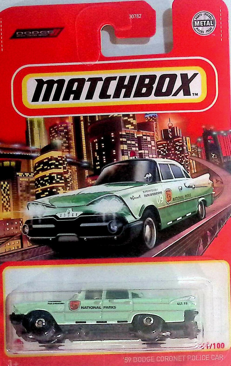 Matchbox Green '59 Dodge Coronet Police Car #71/100