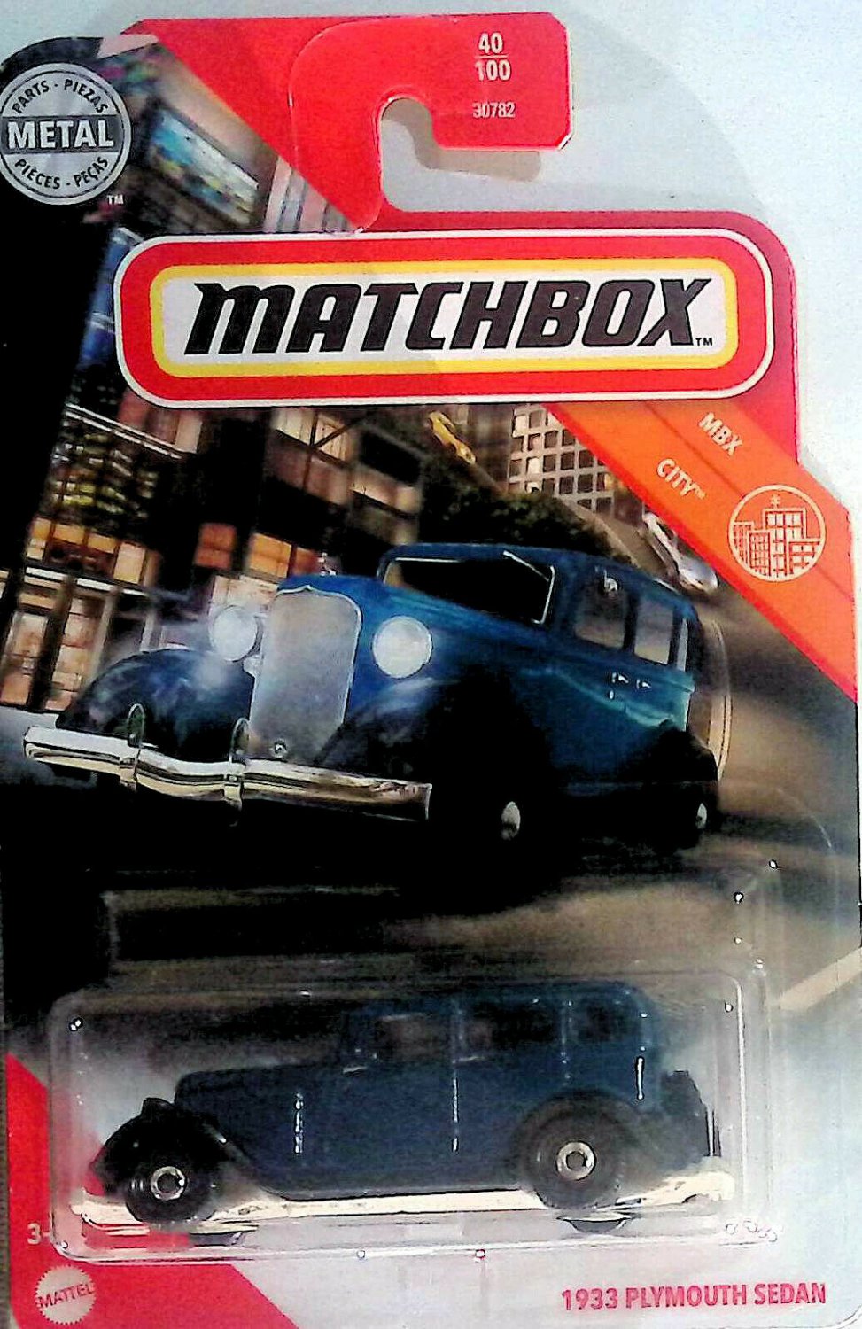 2020 Matchbox 1933 Plymouth Sedan Blue MBX City 40/100