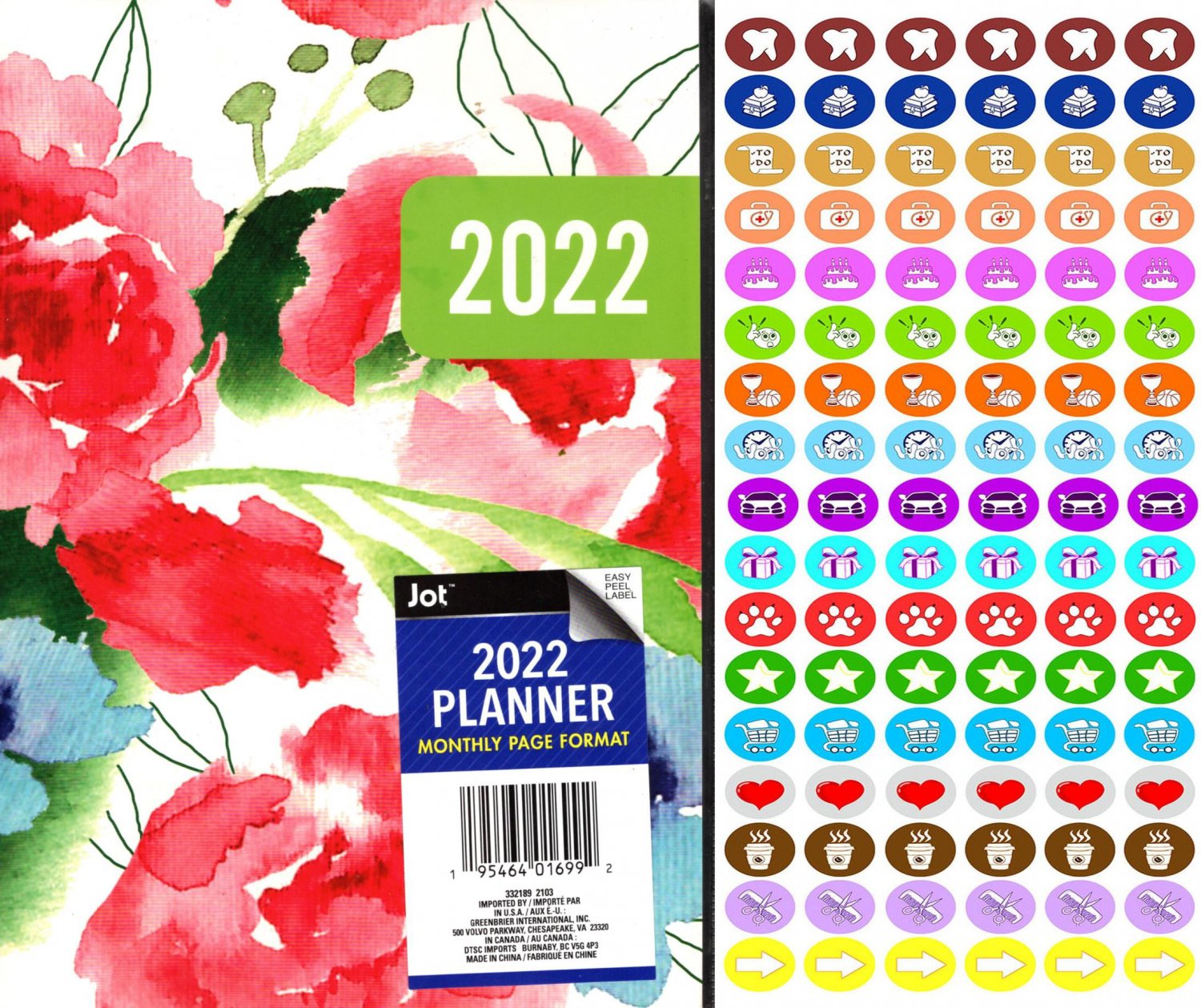 2022 Planner Calendar - School College Monthly Agenda - Appointment Book Organizer + 100 Stickers v3