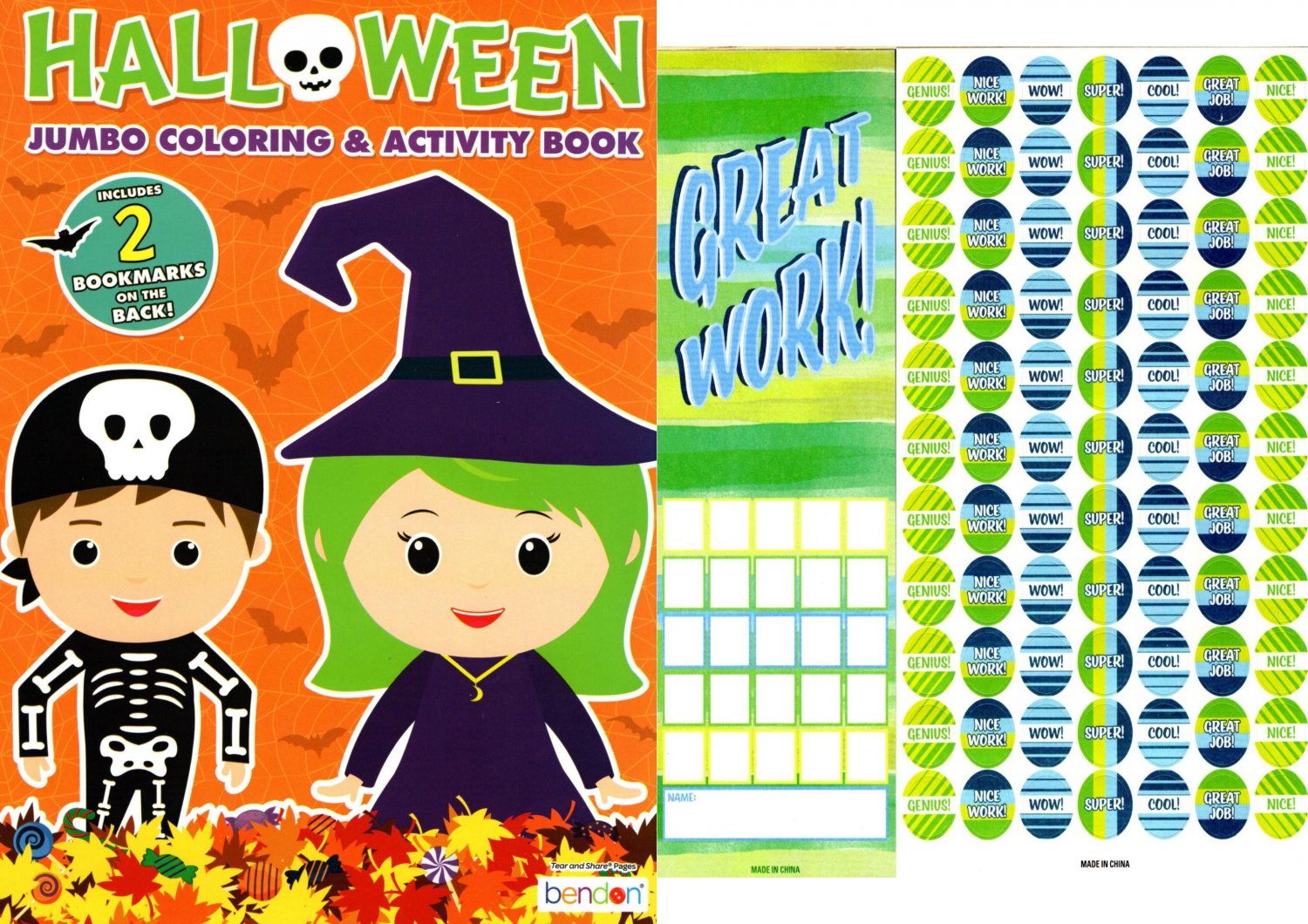 Halloween Jumbo Coloring & Activity Book + Award Stickers and Charts