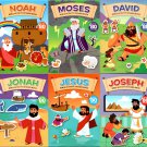 Bible Activity Jonah, Noah, Moses, Joseph, Jesus, David - Sticker Book Over 80 Stickers (Set of 6)
