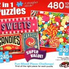 Vintage Candy Signs / Colorful Candies - Total 480 Piece 2 in 1 Jigsaw Puzzles