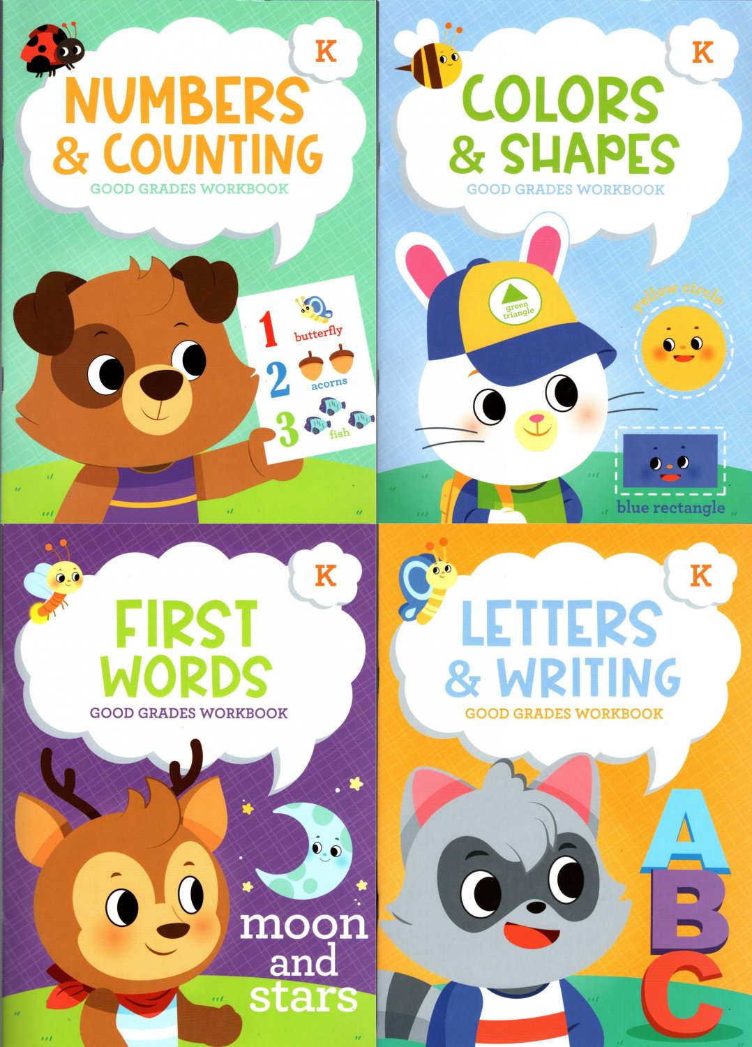 Workbooks Numbers & Counting, Colors & Shapes, Letters & Writing, First ...