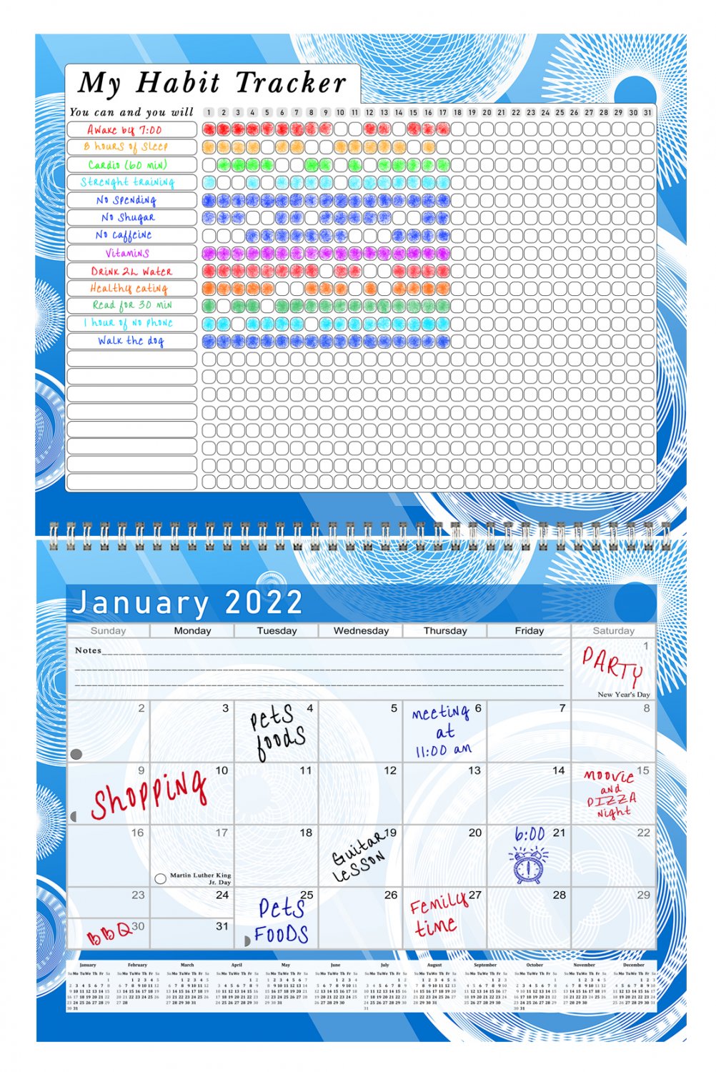 2022 Monthly Desktop/Wall Calendar/Planner Habit Tracker (Edition 02)