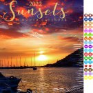 2022 16 Month Wall Calendar Linen Paper Texture - Sunsets - with 100 Reminder Stickers