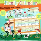 12 Month Family Wall Calendar - Undated Grid Format - Over 100 Stickers Included v1