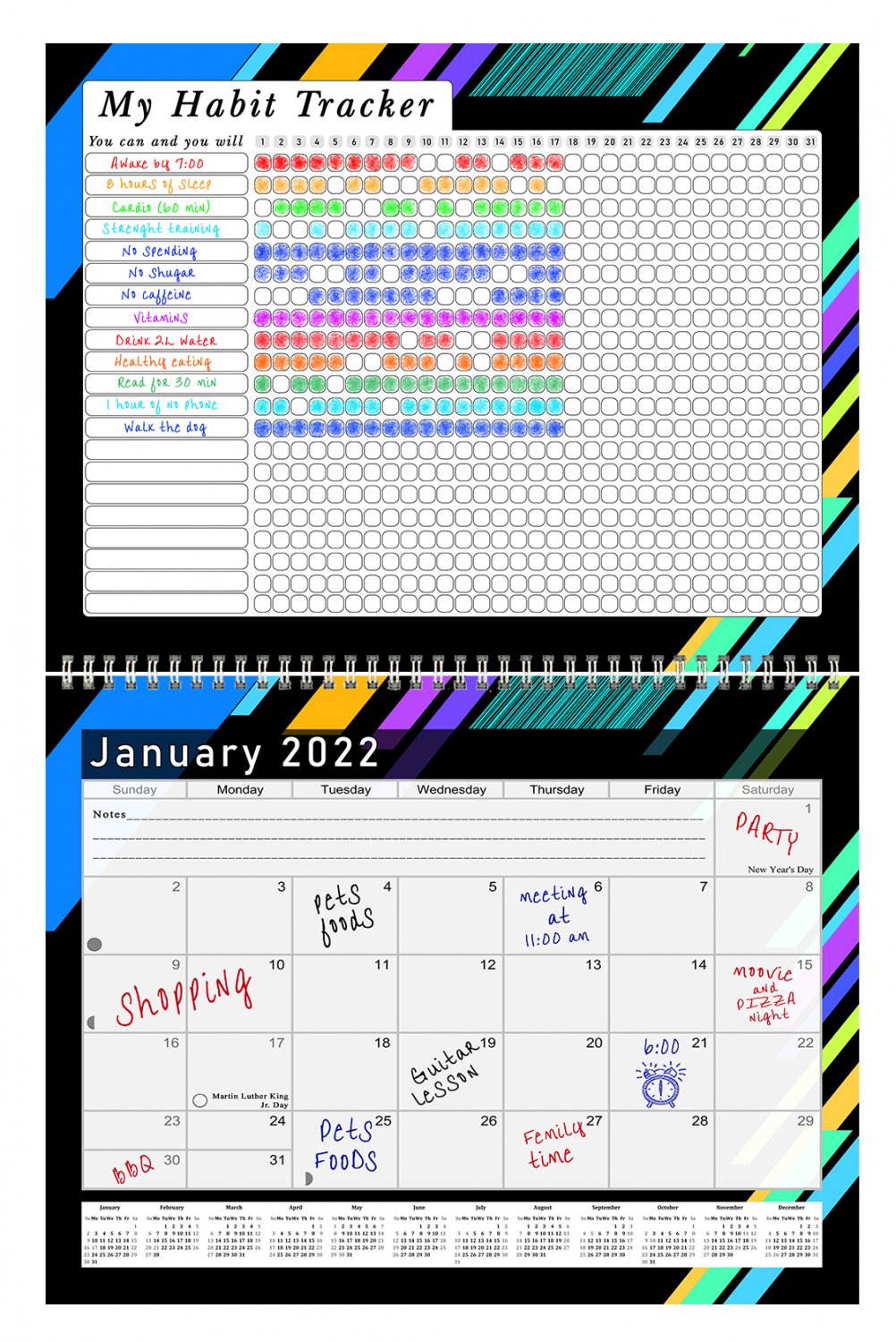 2022 Monthly Desktop/Wall Calendar/Planner Habit Tracker (Edition 013)