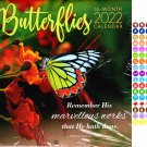 2022 16 Month Wall Calendar Inspiration Linen Paper Texture - Butterflies - with 100 Stickers