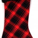 Christmas Holiday 18 Inch Classic Red and Black Plush Felt/Velvet Stockings (Edition #6)
