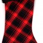 Christmas Holiday 18 Inch Classic Red and Black Plush Felt/Velvet Stockings (Set of 2)