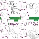 Learn to Draw Instructional Step-by-Step Tutorial Books - Farm, Pets, Sea Life, Fantasy