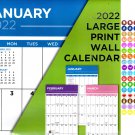 2022 16 Month Wall Calendar - Large Print Calendar - with 100 Reminder Stickers v1