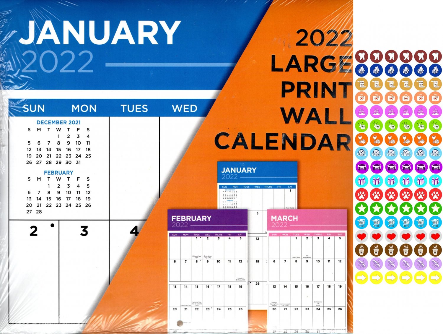 2022 16 Month Wall Calendar Large Print Calendar with 100 Reminder
