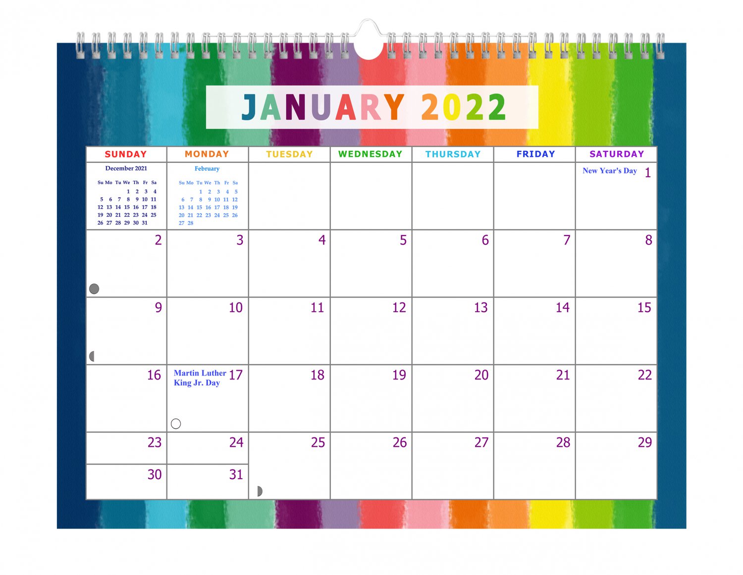 2022 Monthly Spiral-Bound Wall / Desk Calendar - 12 Months - v27