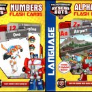 Hasbro Transformers Rescue Bots Flash Cards - Numbers, Alphabet - PreK-K (Set of 2 Pack)