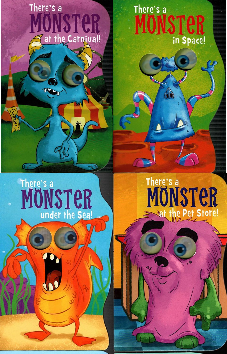 There`a Monster Under the Sea - Children's Board Book (Set of 4 Books)